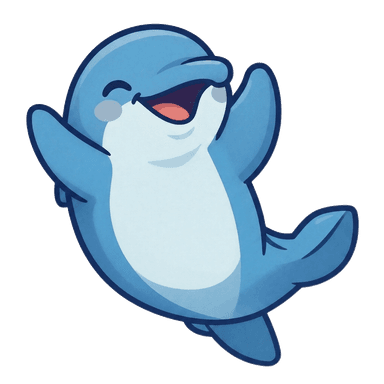 Der Delfin feiert mit dir den Start